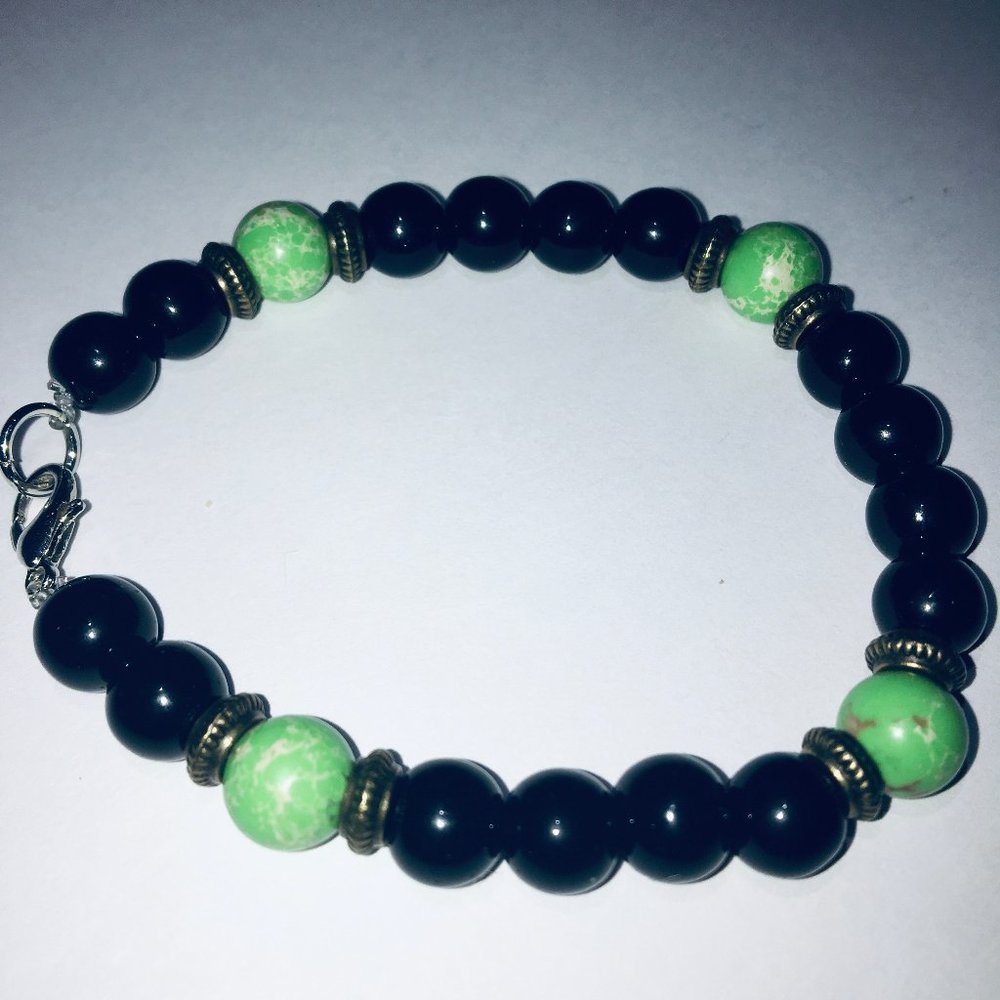 Handmade Black & Neon Green Bracelet (A1)
